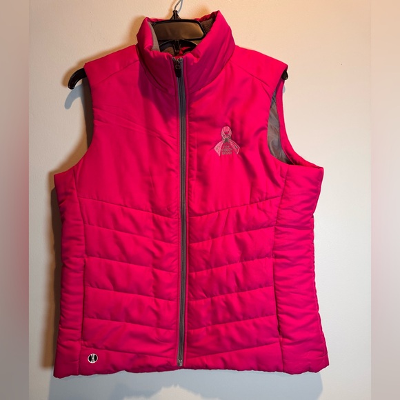 Holloway Jackets & Blazers - Holloway Women's Bright Pink Quilted Pink Ribbon Vest